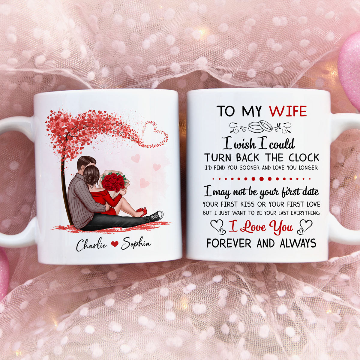 To My Husband Wife Couple Sitting Personalized Mug - Valentine‘s Day Gift - Anniversary Gift
