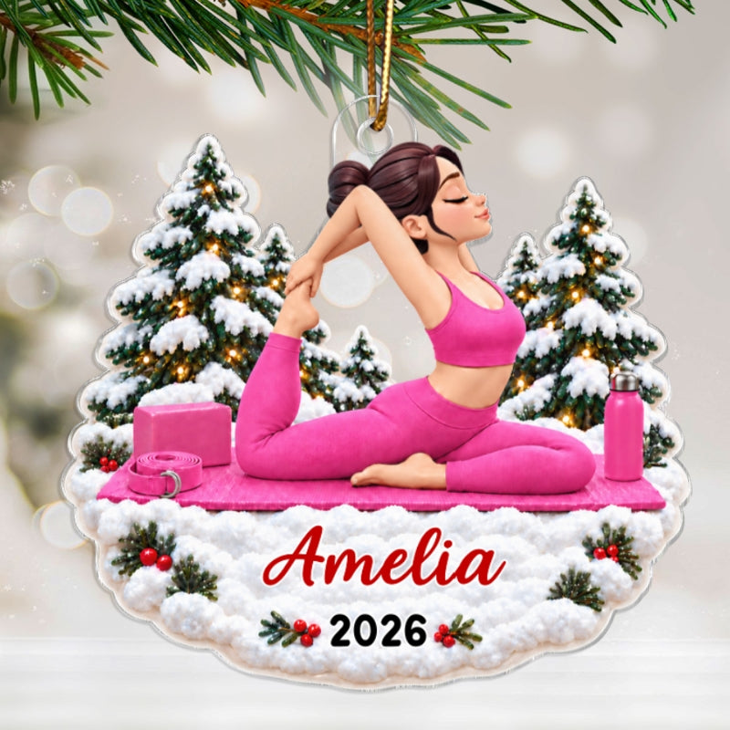 Beautiful Yoga Woman - Personalized Acrylic Ornament - Christmas Gift For Yoga Lovers, Yogi Fitness Gift