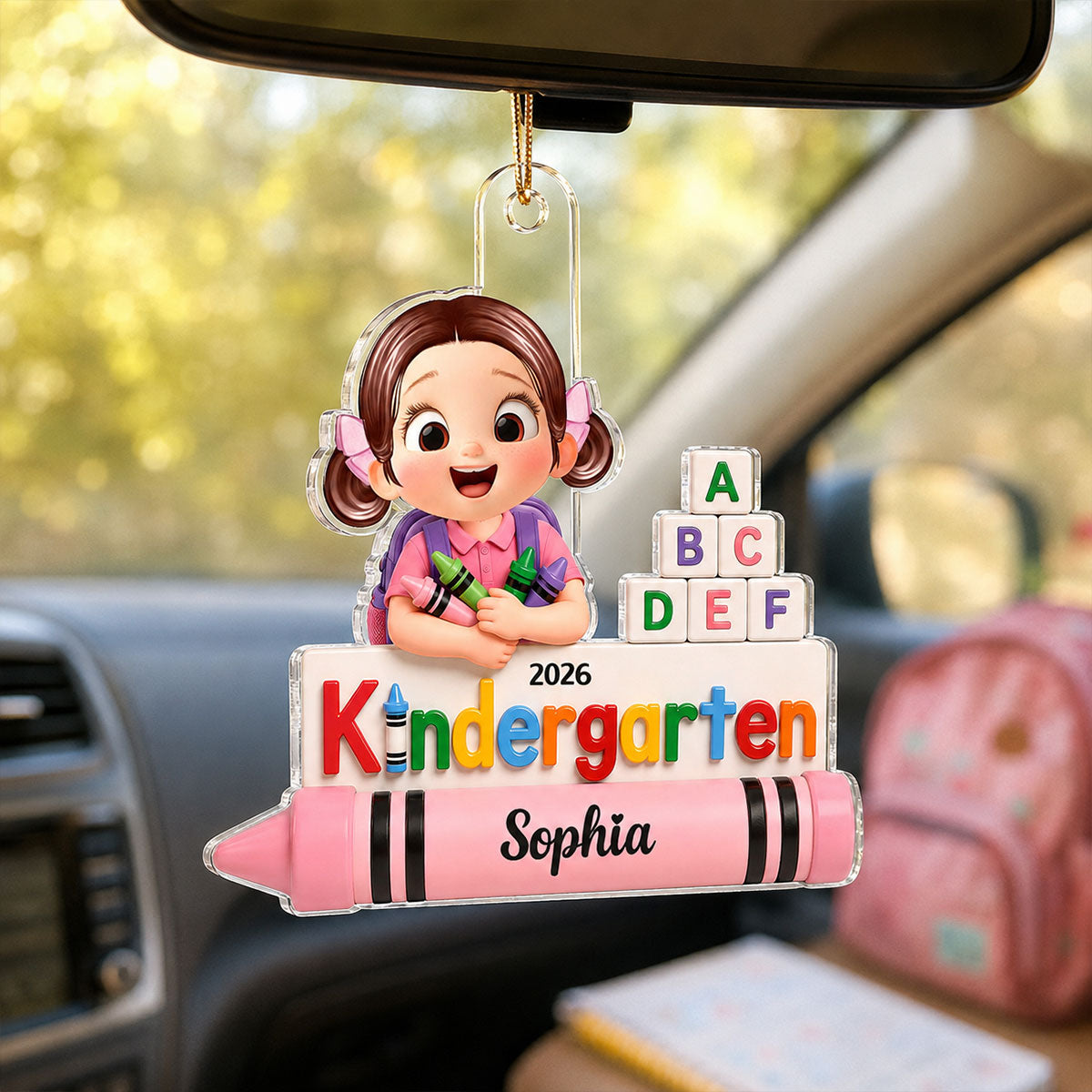 First Day of Kindergarten Boy Girl 2D Flat - Personalized Christmas Ornament - Back to School Keepsake for Kids