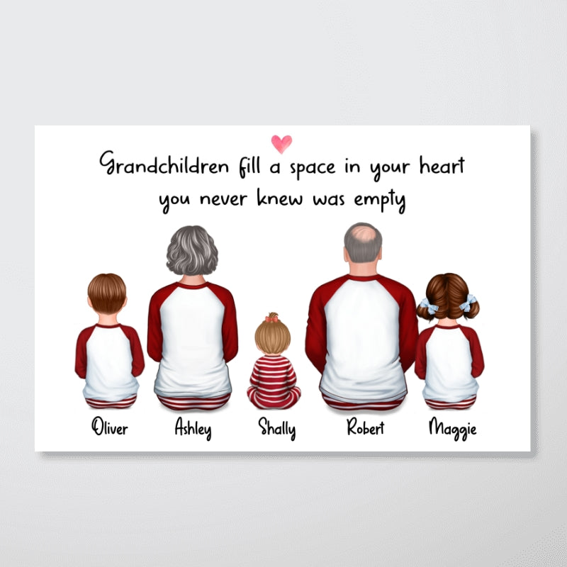 Grandchildren Fill A Place In Your Heart Grandma Grandpa Grandparents Personalized Poster