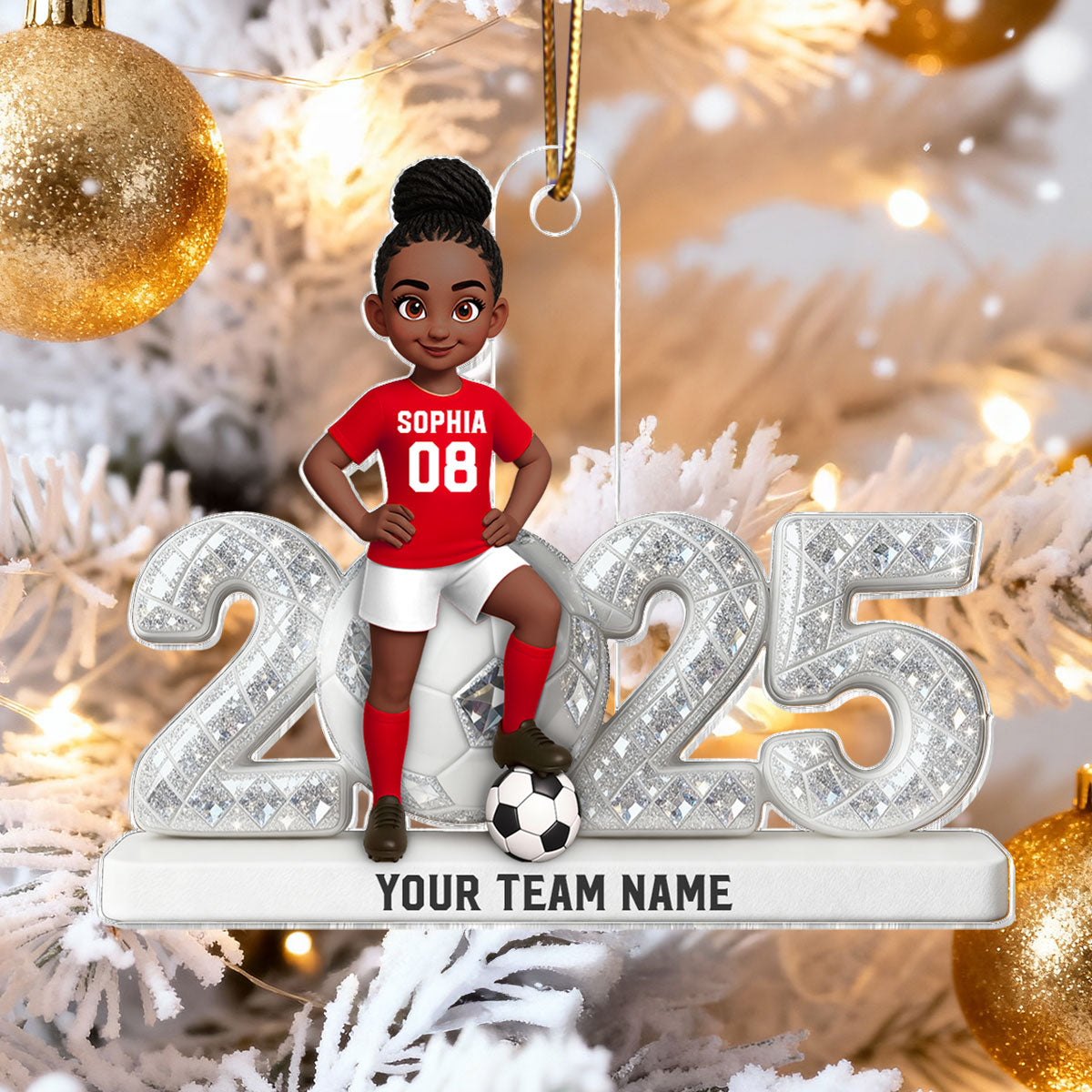 3D Shining Effect Christmas Soccer Player - Personalized Acrylic Ornament - Christmas Gift For Soccer Players