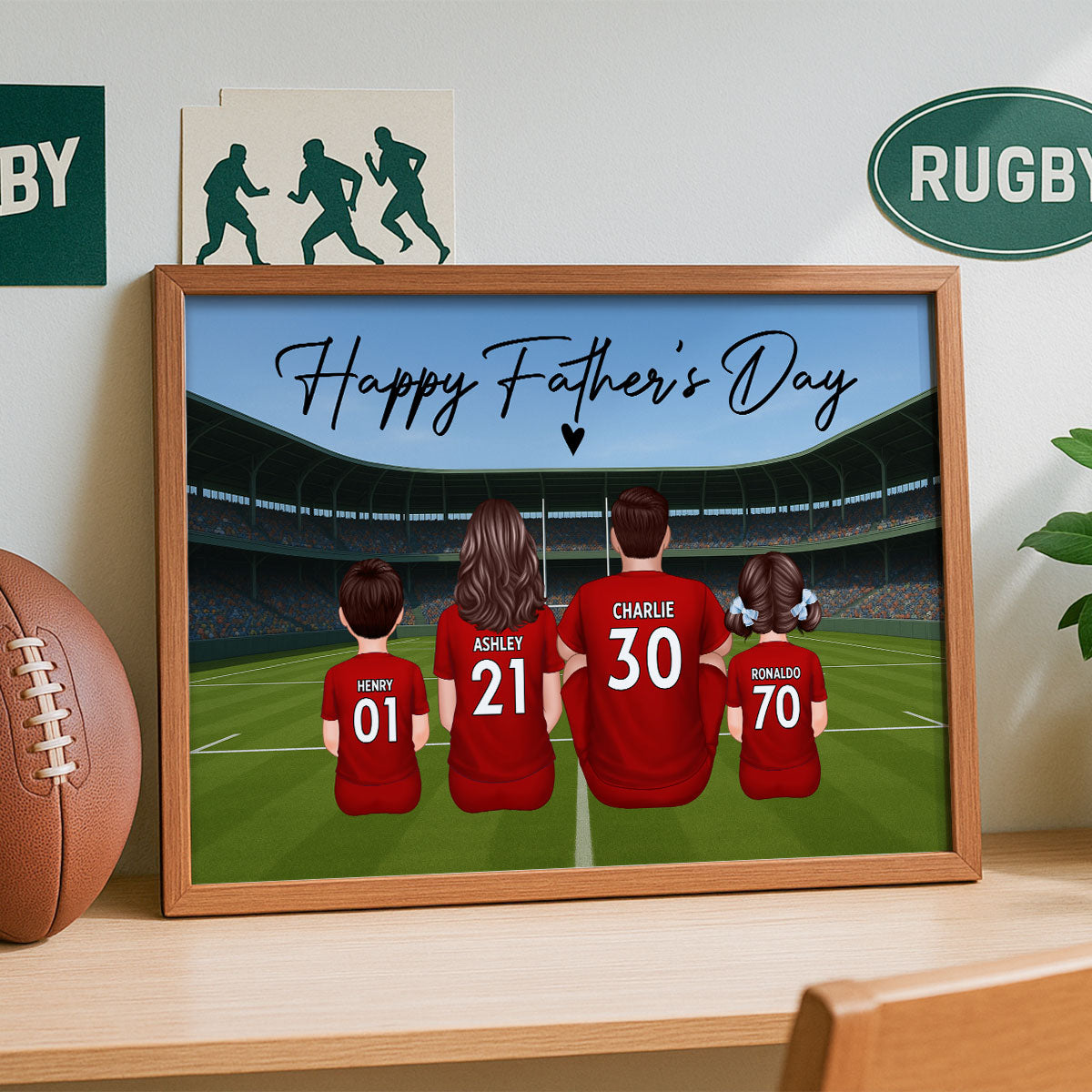 Rugby Family Daddy's Dream Team Personalised Poster| Heartfelt Father's Day Gift For Dad, Husband