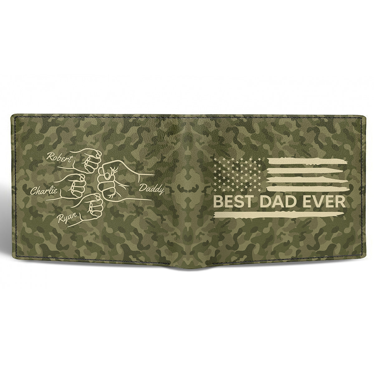 Best Dad Ever Nation Flag Camouflage Pattern Fist Bump Outline Personalized Printed Men‘s Wallet