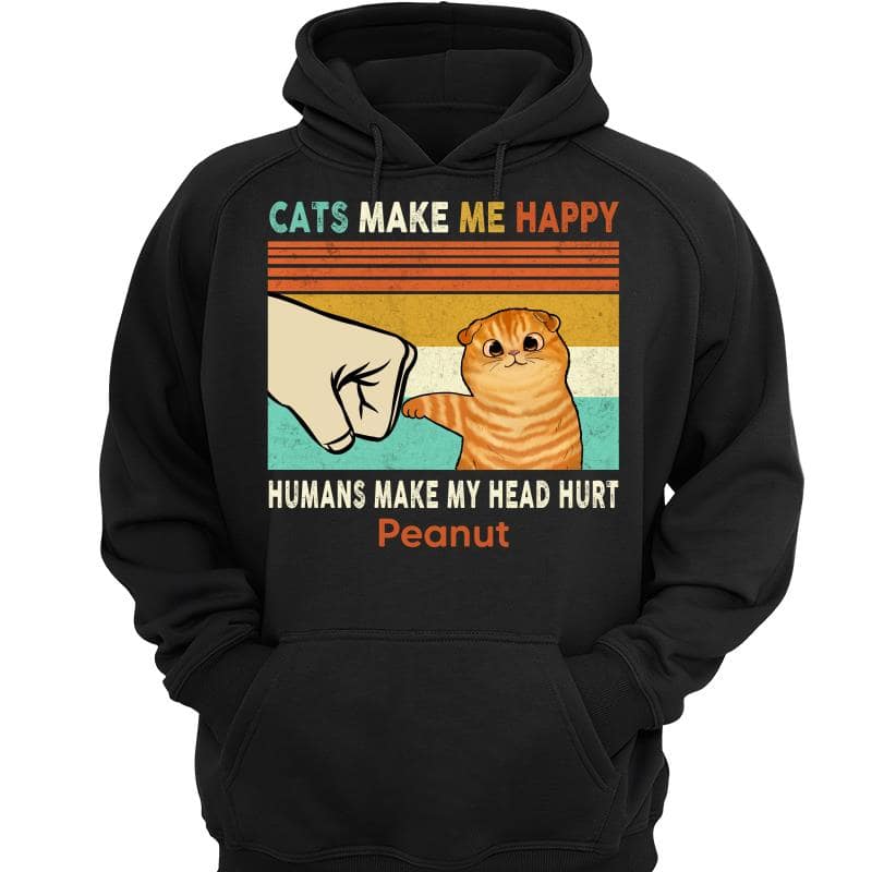 Cats Make Me Happy Fluffy Cat Personalized Shirt