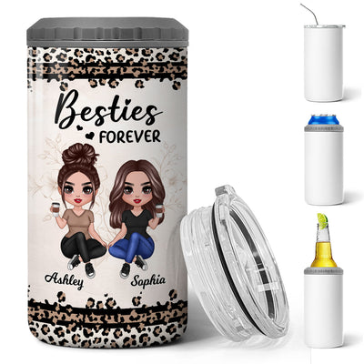 Leopard Pattern Sitting Doll Besties Personalized 4 In 1 Can Cooler