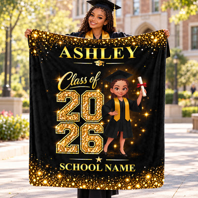 Senior Class Of 2026 2027 - Personalized Fleece Blanket - Graduation Gift Christmas Gift For Seniors