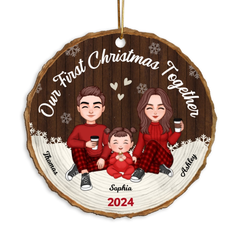 Our First Christmas Together New Baby First Christmas Dad Mom Baby Personalized Wooden Ornament
