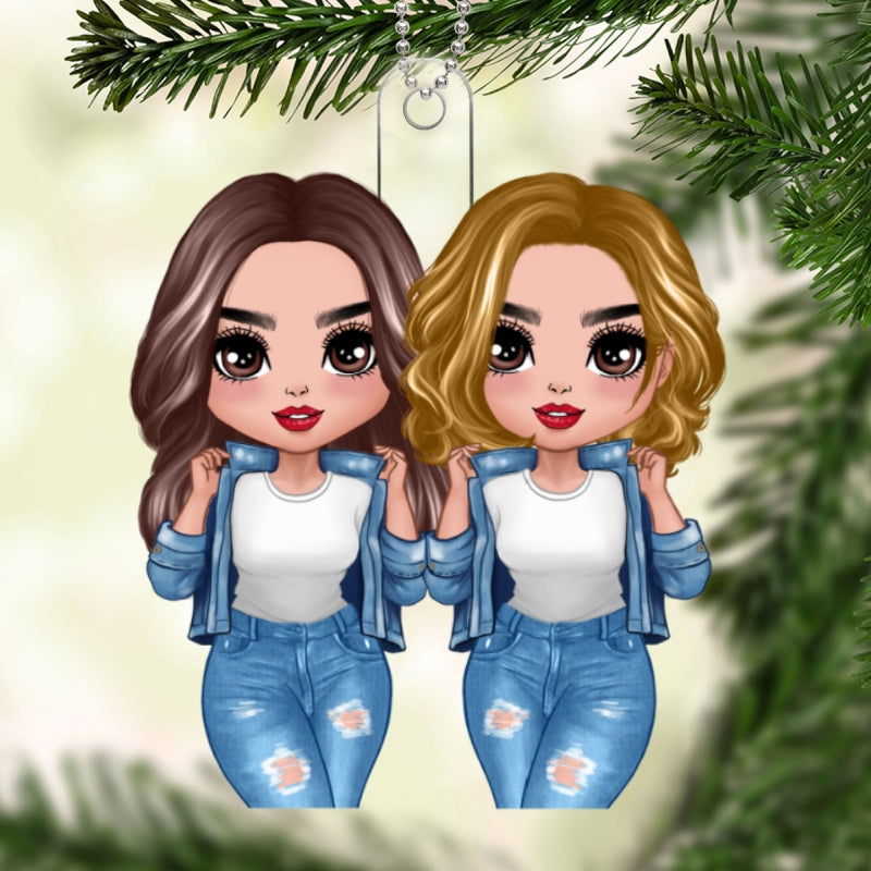 Cool Doll Besties Christmas Gift For Best Friends Sisters Personalized Acrylic Ornament