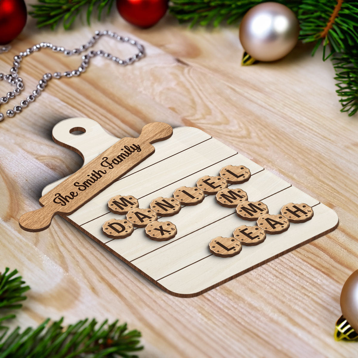 Cookie Board Crossword Puzzle, Family Grandm Santas Favorites, Personalized 2-Layer Wooden Ornament