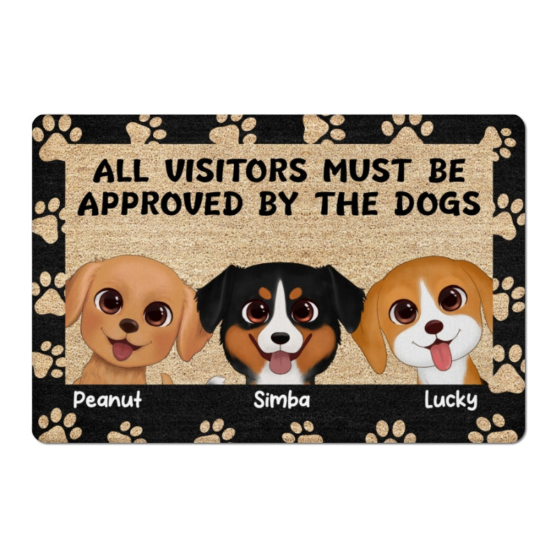 Paws Pattern Watercolor Cute Dogs Personalized Doormat