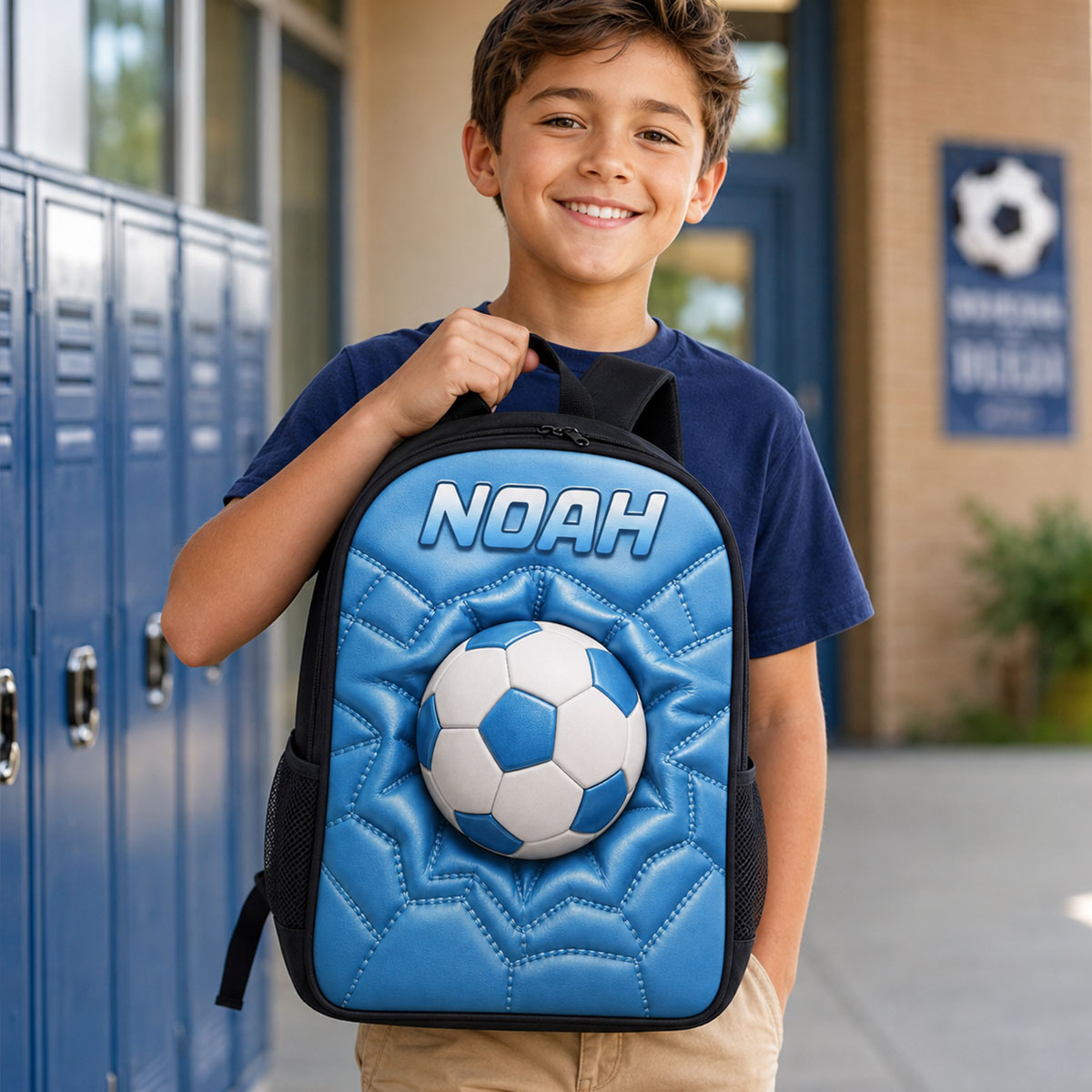 Soccer Ball Custom Name - Personalized Backpack - Back to School Trendy Design for Boys, Girls