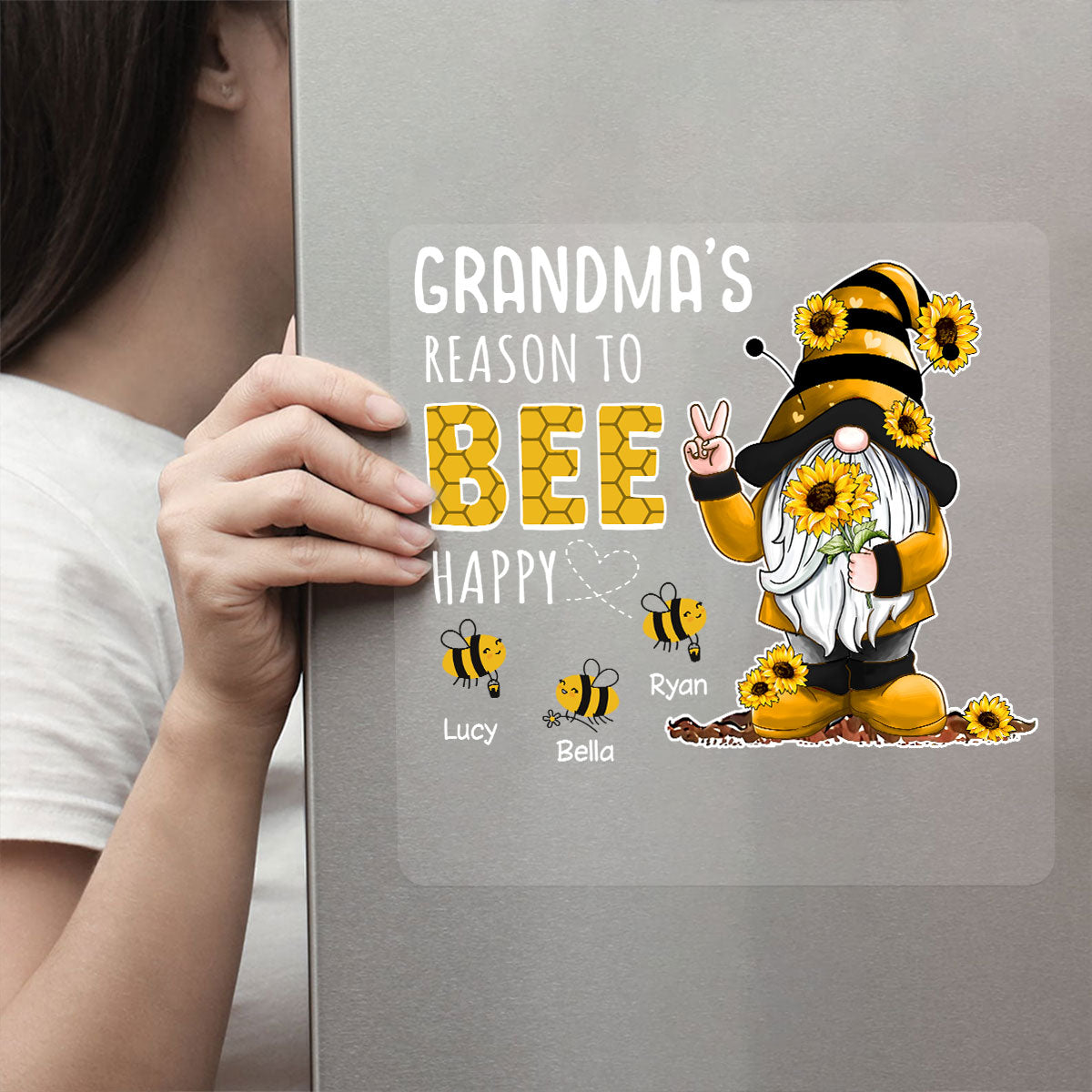 Gnome Grandma‘s Reason To Bee Happy Personalized Decal