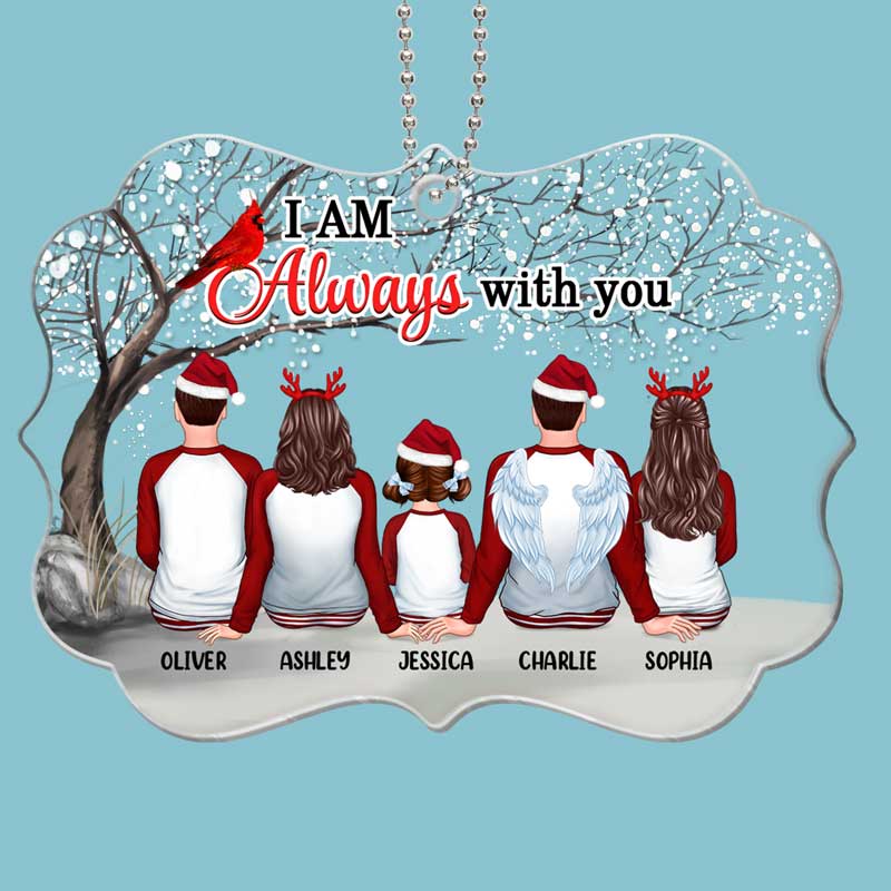 Pajamas Family Sitting Blossom Tree Personalized Acrylic Ornament