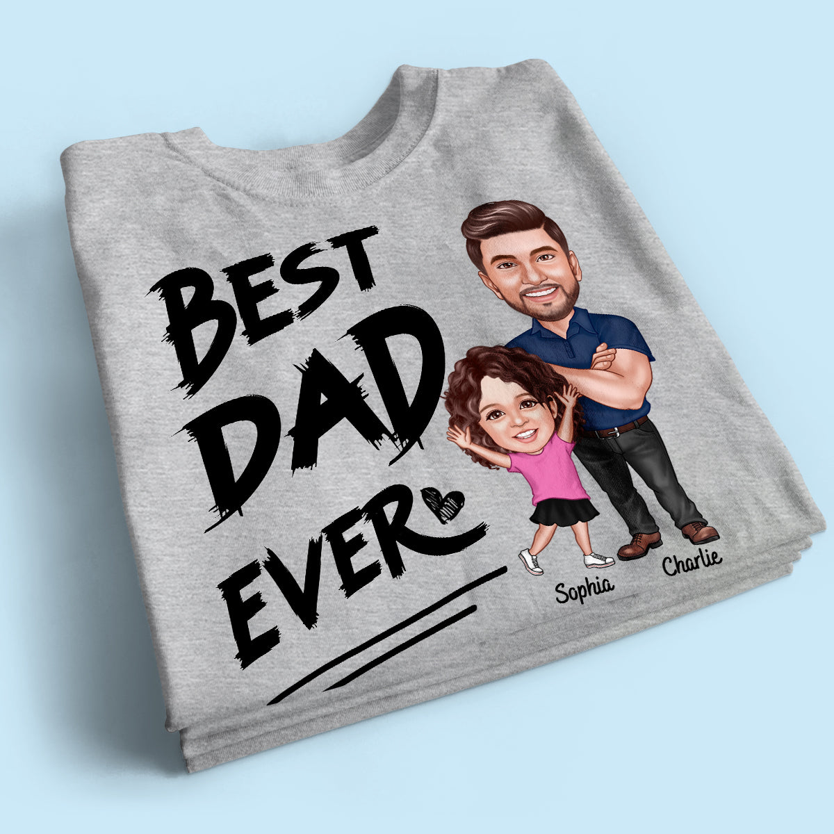 Best Dad Ever Caricature Man And Kids Personalized Shirt, Father's Day gift for Dad, for Grandpa, for Husband