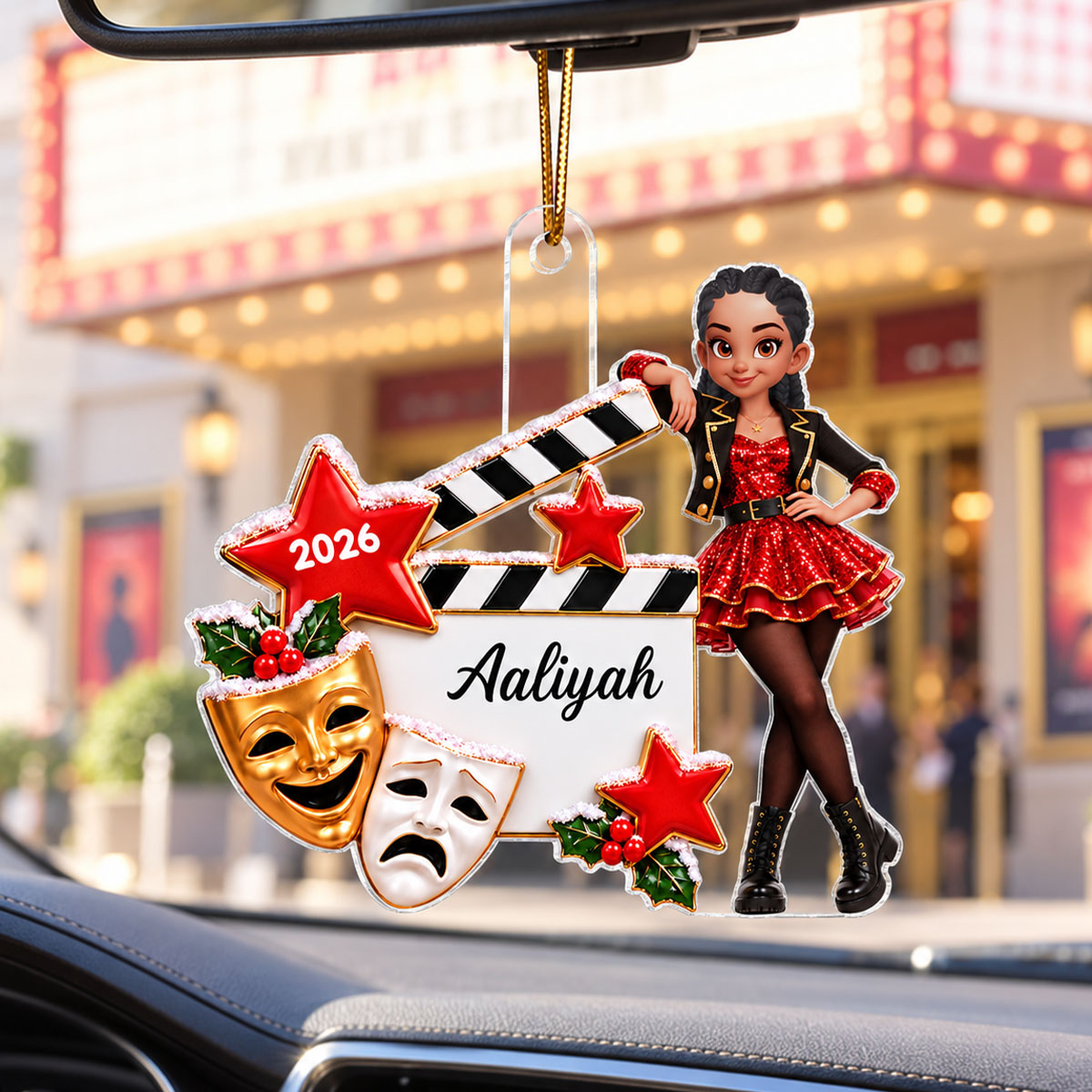 Musical Theater Girl Custom Name - Personalized Acrylic Ornament - Christmas Gift For Theater Lovers, Drama Club Girls, Musical Theater Students, Daughter, Granddaughter