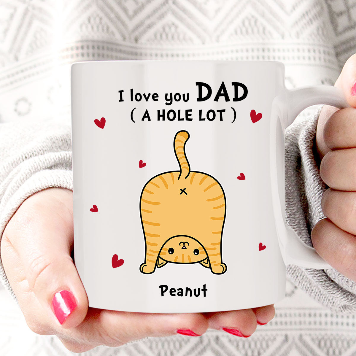 Cat Dad Love You A W-hole Lot Father‘s Day Gift Personalized Mug
