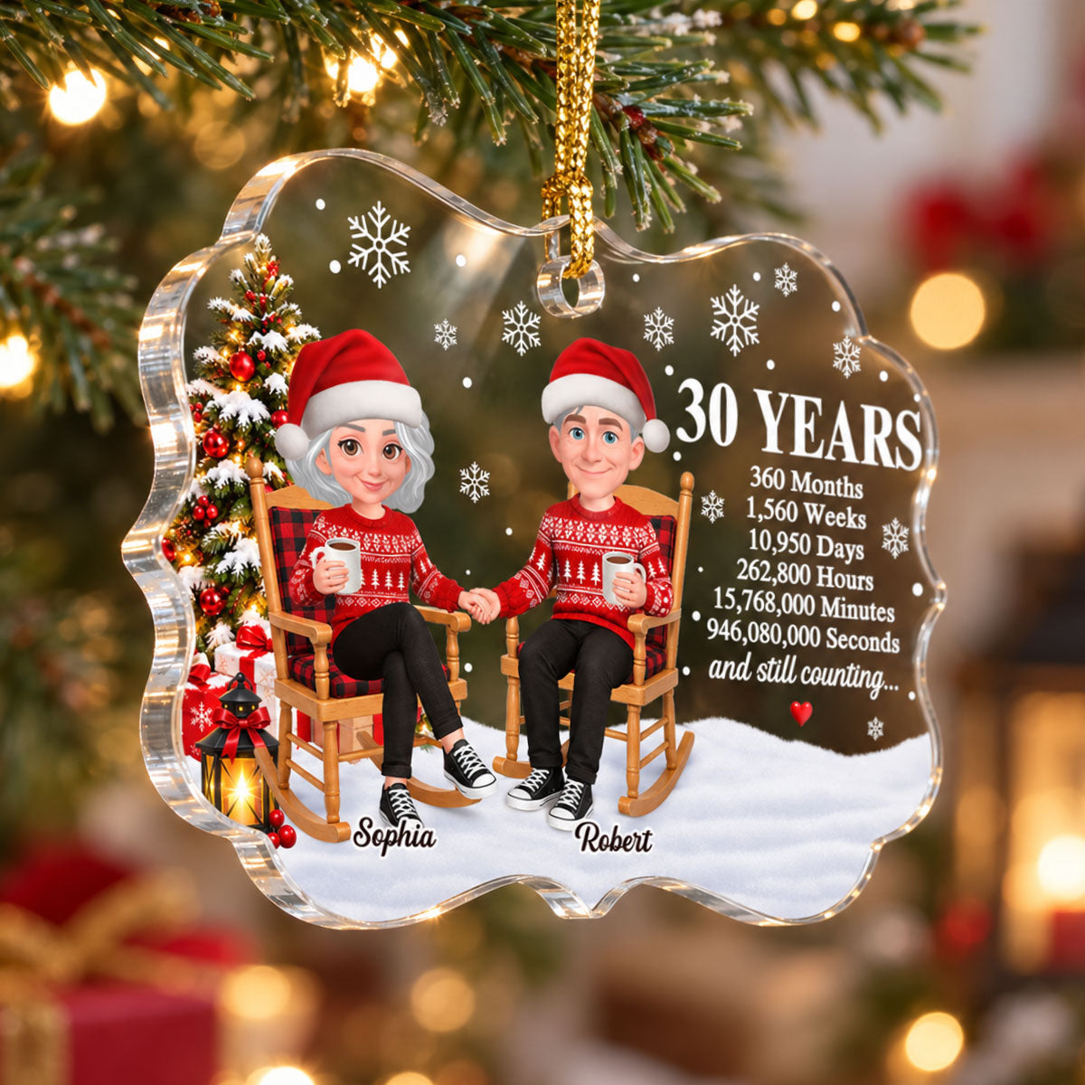 30 40 50 Years & Still Counting - Personalized Acrylic Ornament - Christmas Gift For Wife Husband Dad Mom