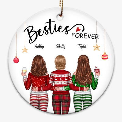 Christmas Besties Back View Personalized Circle Ornament