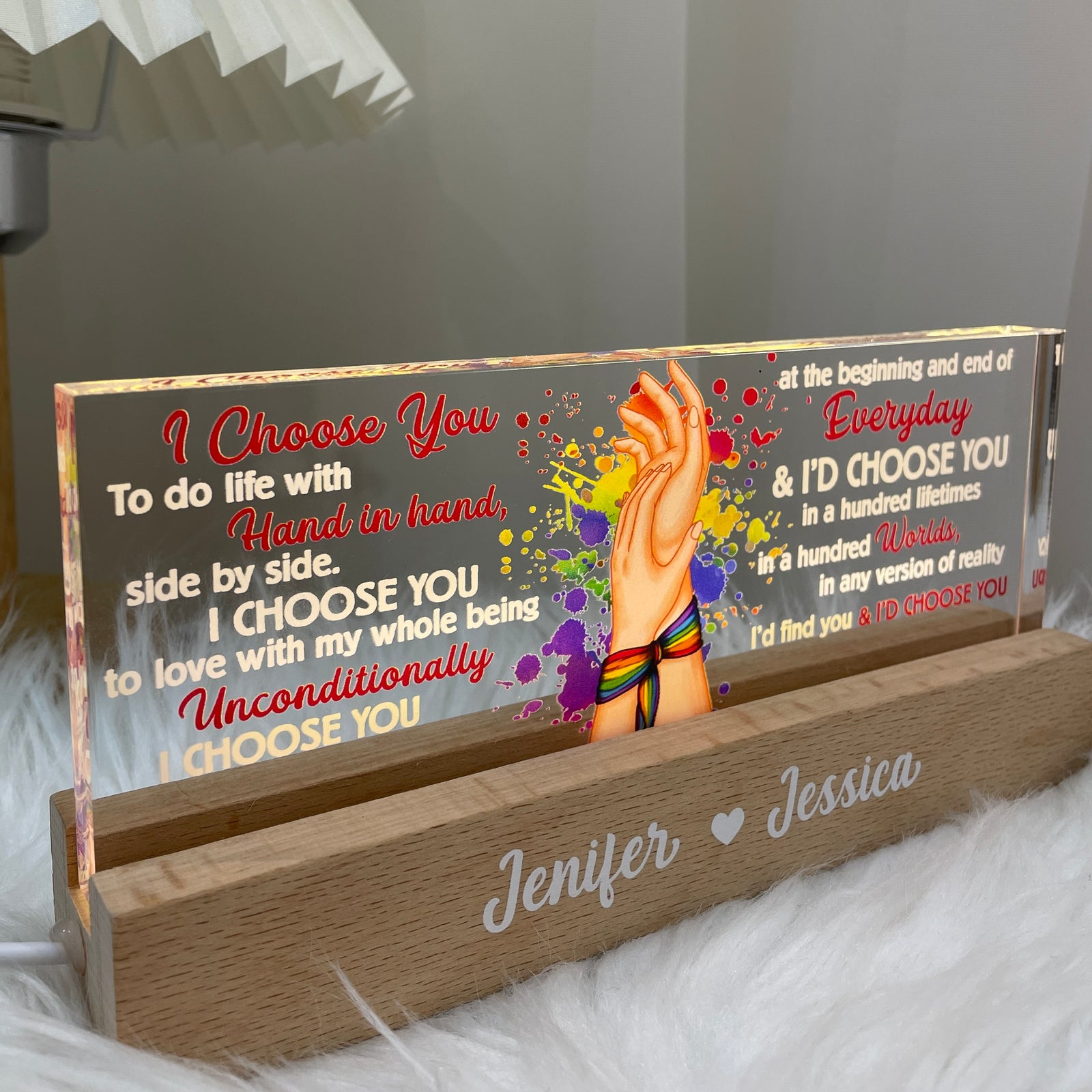 I Choose You LGBTQ+ Gift Personalized Acrylic Block LED Night Light