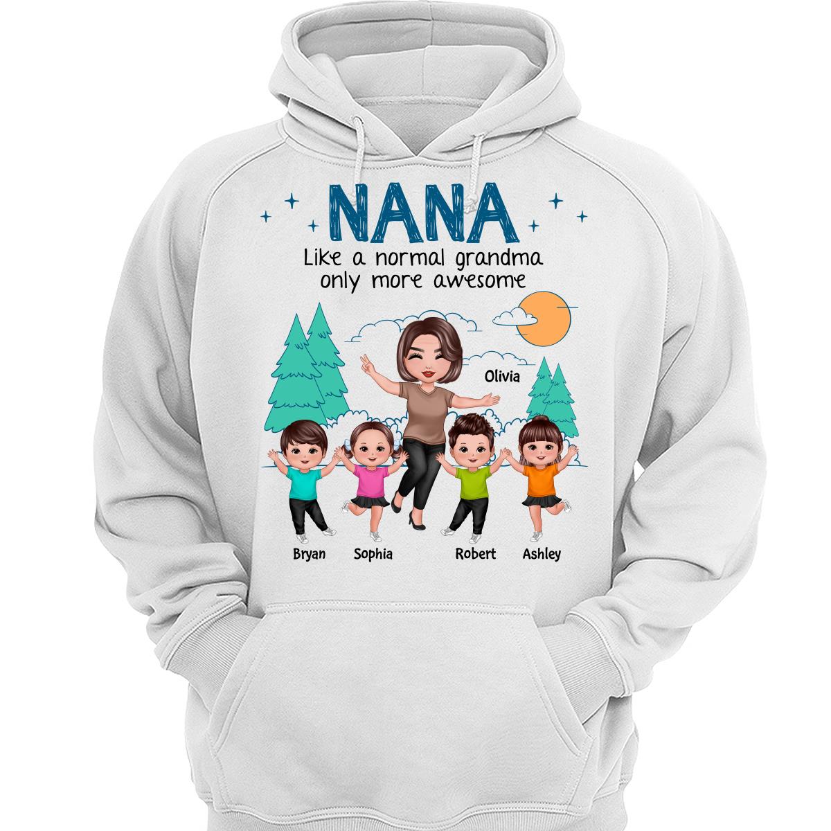 Happy Doll Grandma Grandkids Outline Background Personalized Shirt