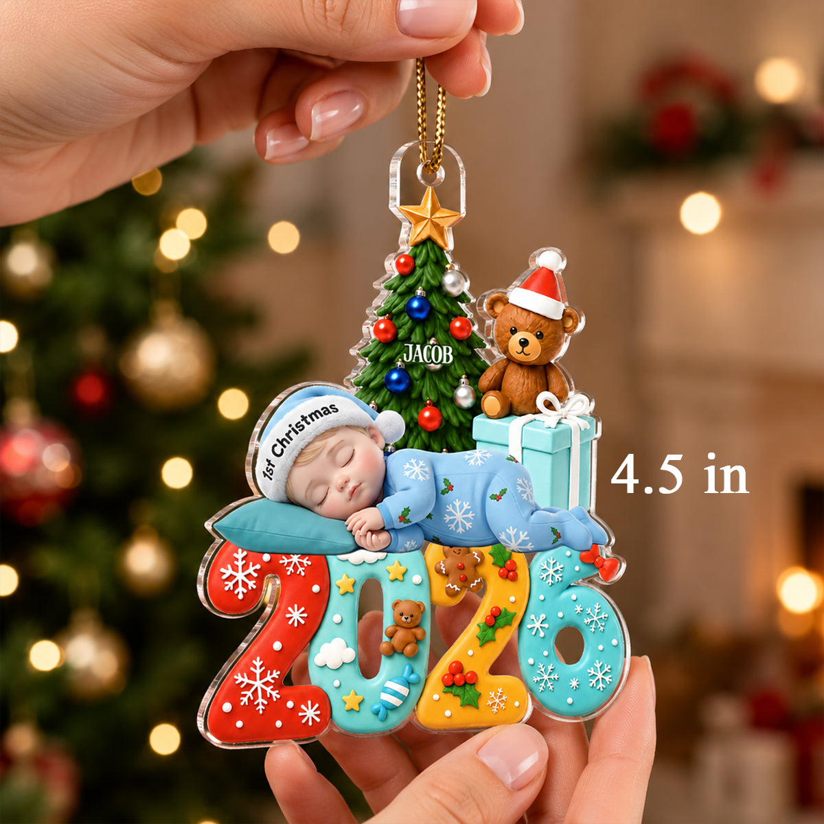 Custom Photo Baby First Christmas 2026 - Personalized Acrylic Ornament - Heartfelt Christmas Gift For Newborn, Baby
