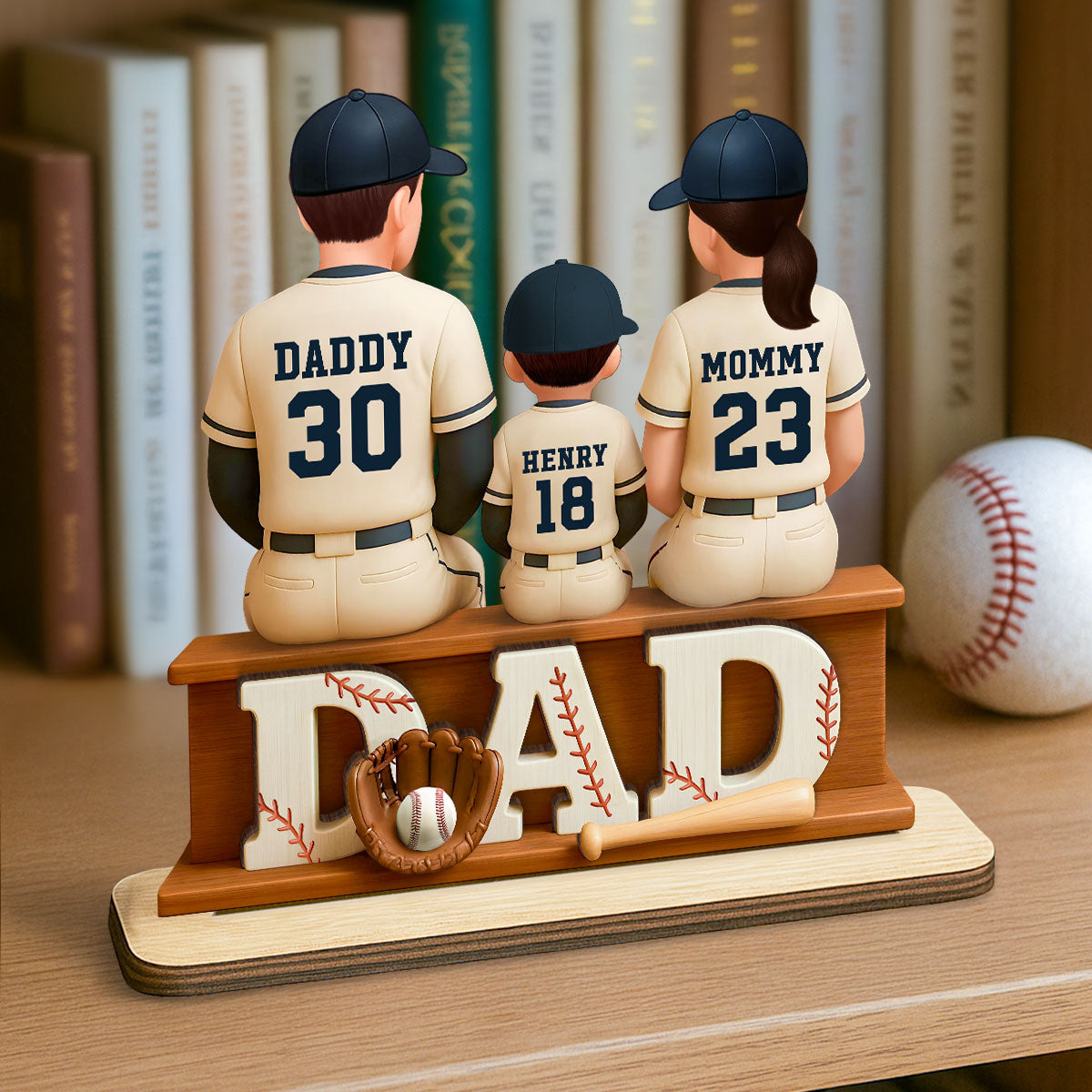 Personalized Baseball Theme Standing Wooden Plaque, Father's Day Gift for Baseball Dad, Gift for Husband