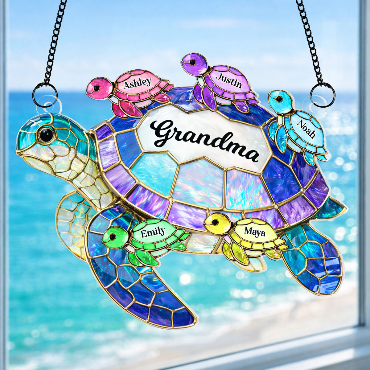 Turtle Mom Grandma - Personalized Suncatcher - Heartfelt Mother's Day Gift for Mom, Grandma, Wife