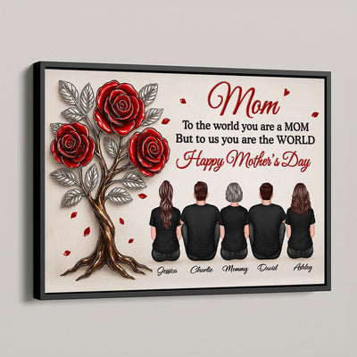 3D Effect Rose Tree MOM To Us You Are The World Personalized Poster, Gift For Mom