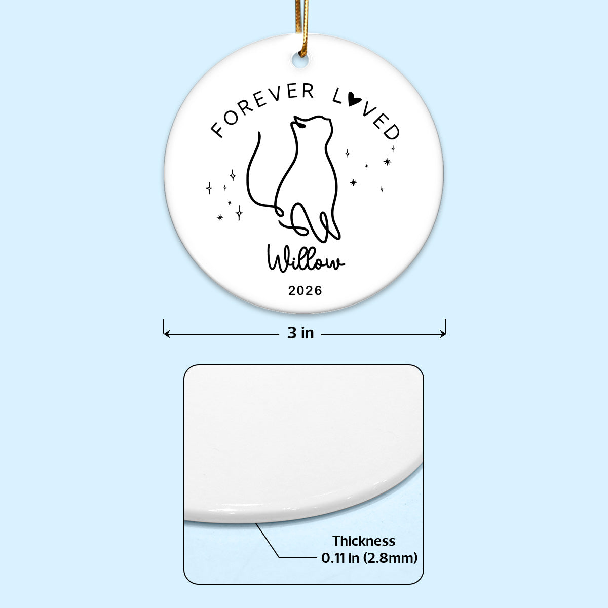 Cat Memorial - Personalized Ceramic Ornament - Cat Loss Gift Cat Memorial Gift Cat Sympathy Gift
