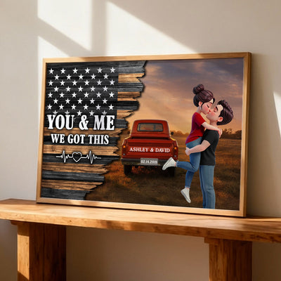 Eternal Love Couple Pickup Truck Half Nation Flag - Personalized Poster - Valentine's Day Gift For Couple