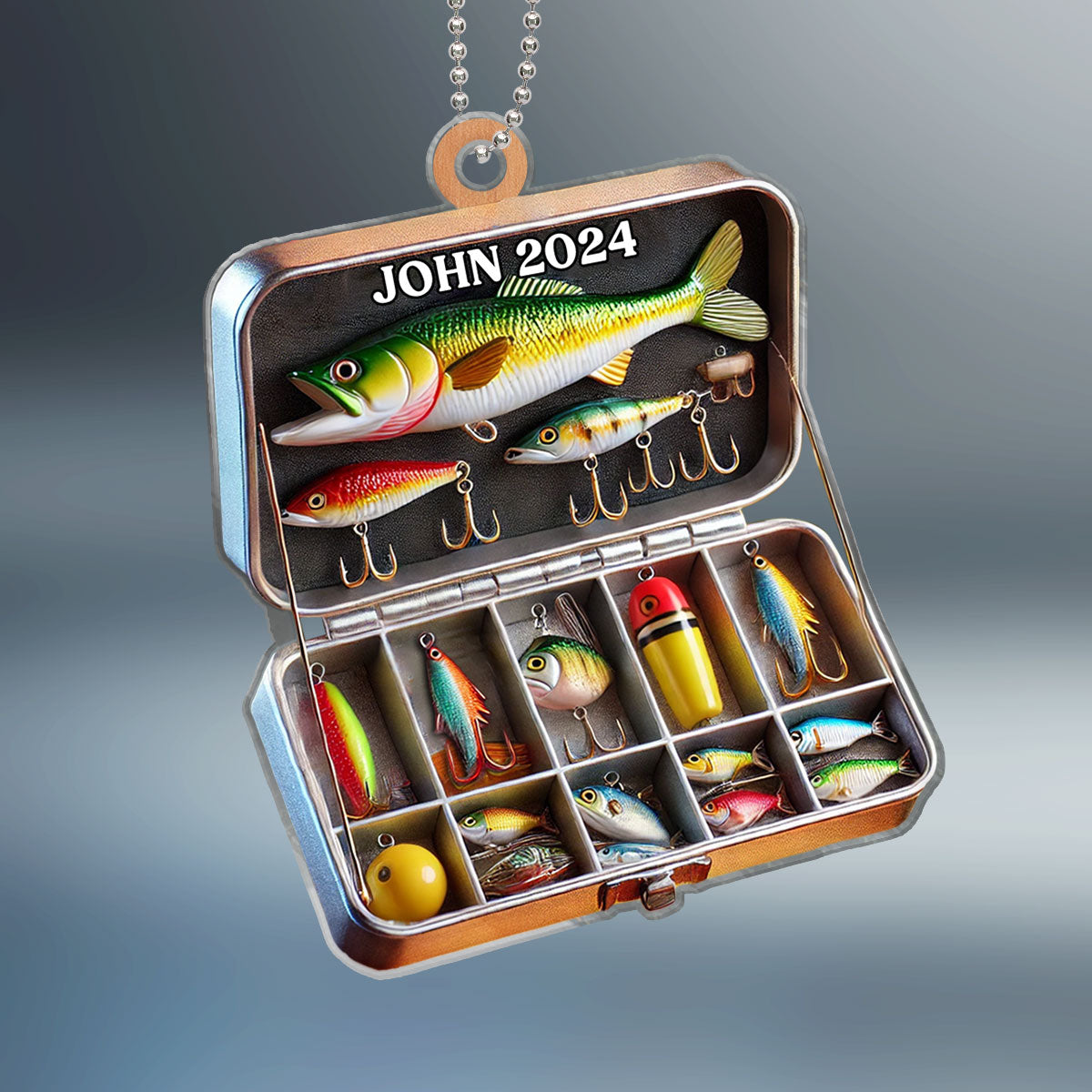 Fishing Tackle Box 2D Flat Acrylic Ornament Not 3D, Fisherman Ornament, Fishing Dad Ornament, Christmas Gifts Tackle Box, Gifts for Him