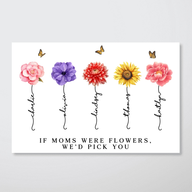 Watercolor Flowers If Mom Were Flowers Gift For Mom Personalized Horizontal Poster