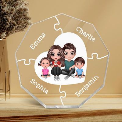 Together We Make A Family Puzzle Heart Personalized Acrylic Nonagon Plaque