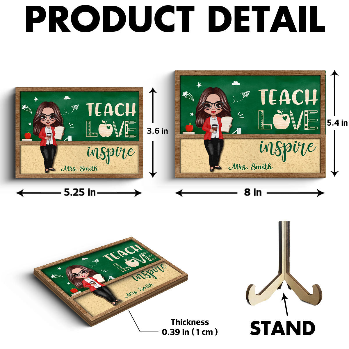 Teacher Green Board Personalized 2-Layer Wooden Plaque, Gift For Teacher, Appreciation Gift