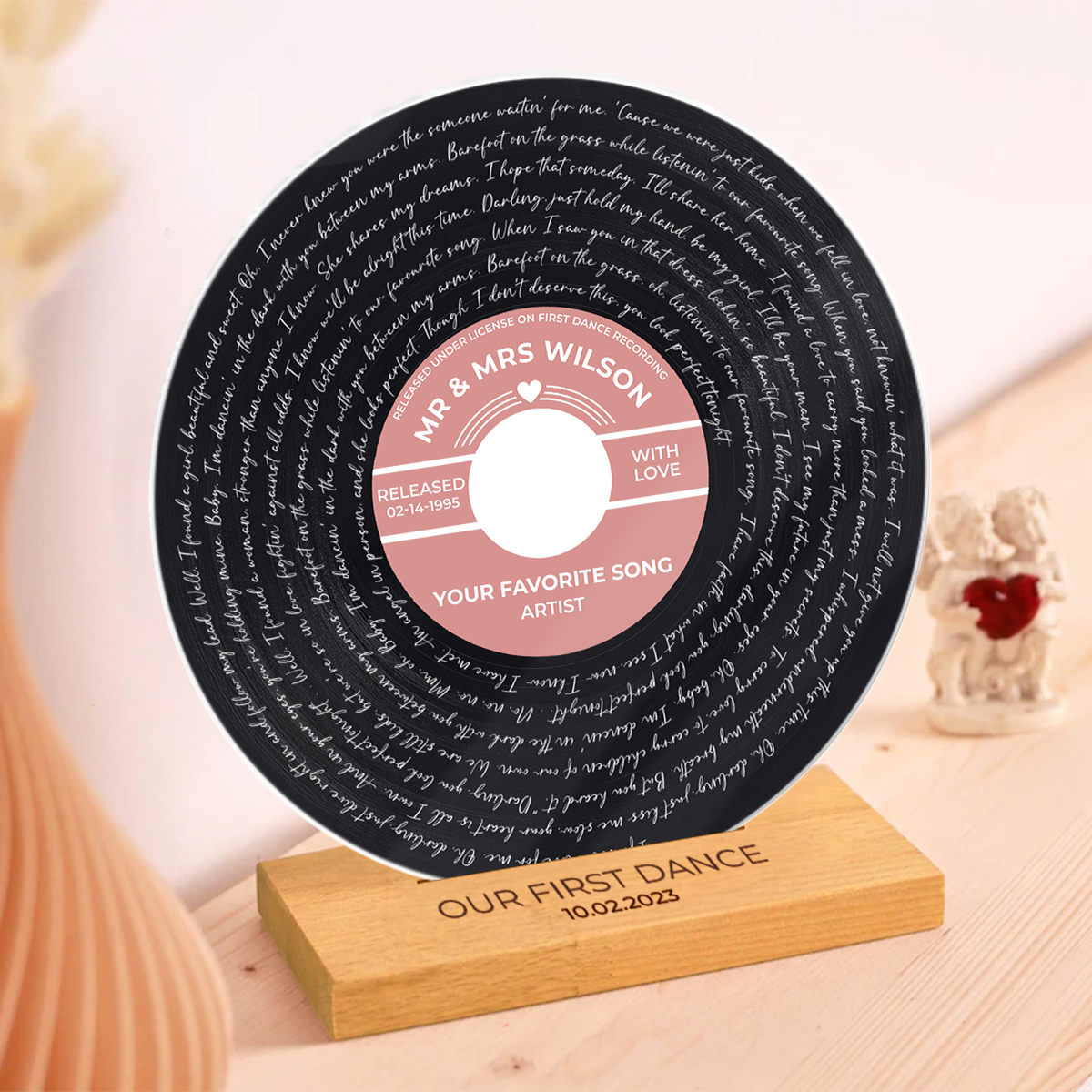 Custom Vinyl Record Label Print Acrylic Song Plaque, Perfect Wedding Gift, Anniversary Gift For Him For Her