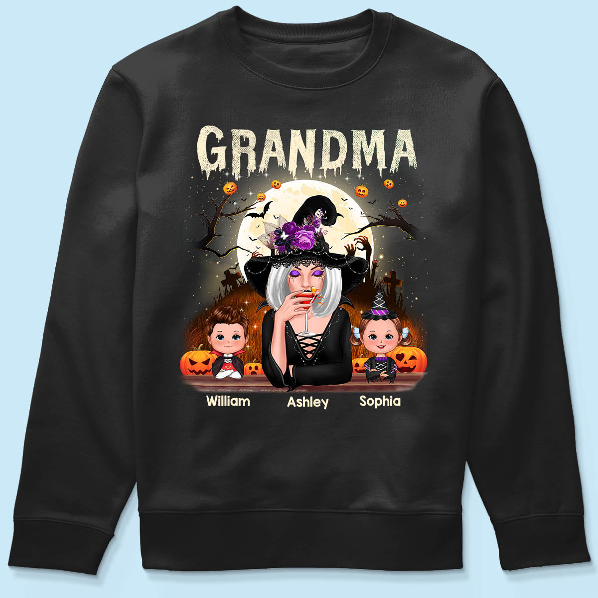 Grandma Mom And Kids Halloween Night Personalized Shirt
