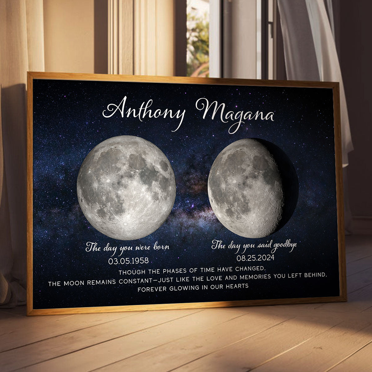 Lost Loved One Moon Phase Art Memorial Sympathy Gift - Personalized Poster