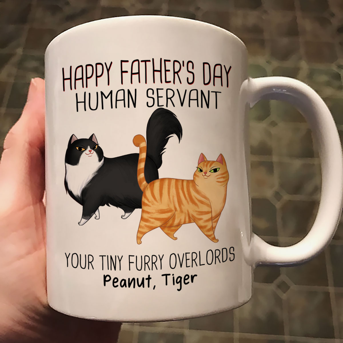 Cartoon Walking Cat Happy Father‘s Day Human Servant Personalized Mug