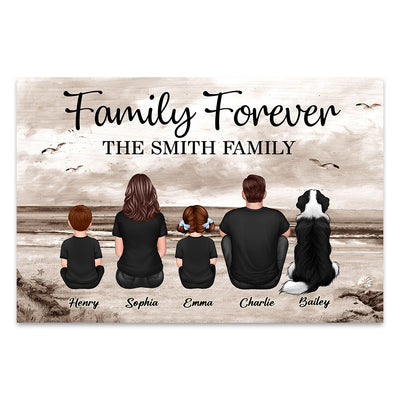 Custom Family Retro Vintage Beach Landscape Poster, Gift For Husband, Wife, Dad, Mom