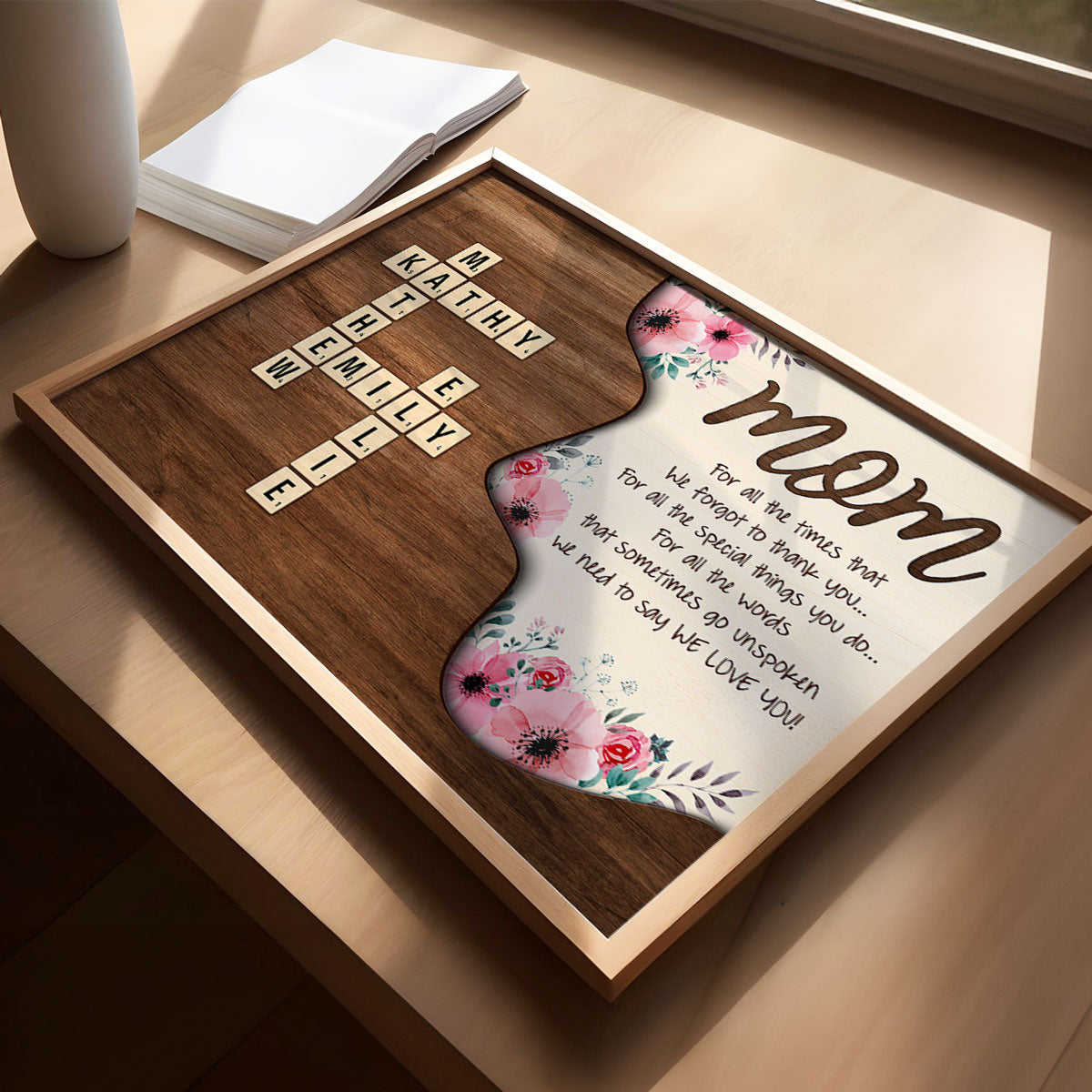 Mom For All The Time Not Thank You Crossword Puzzle Personalized Poster, Christmas Gift for Mom