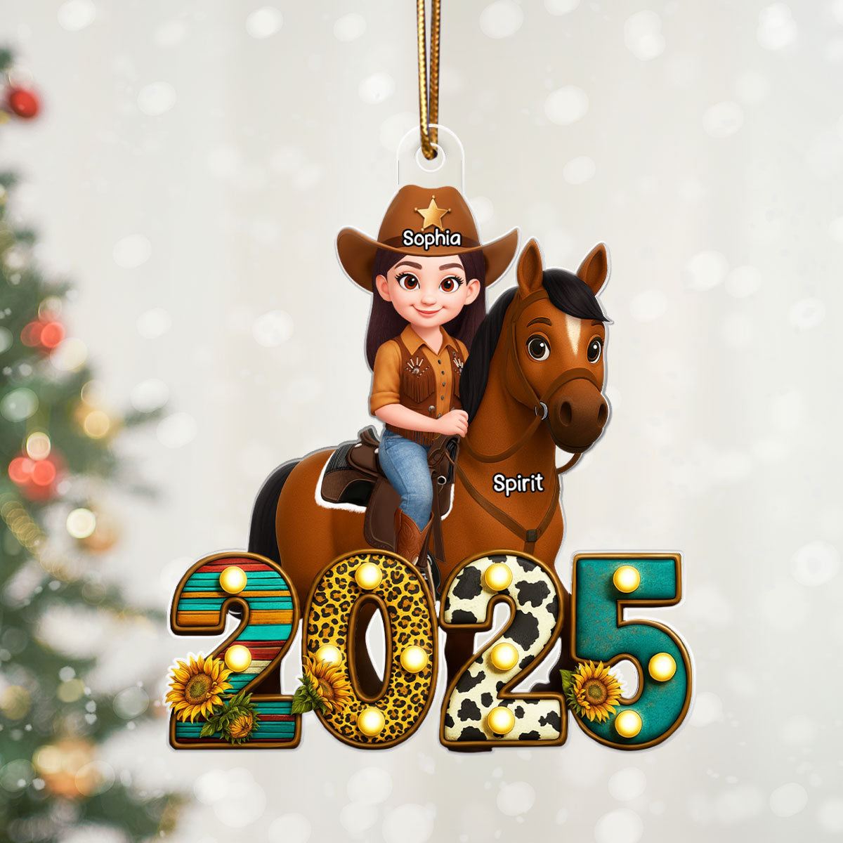 2025 Western Cowgirl And Her Horse 3D Effect - Personalized Acrylic Ornament