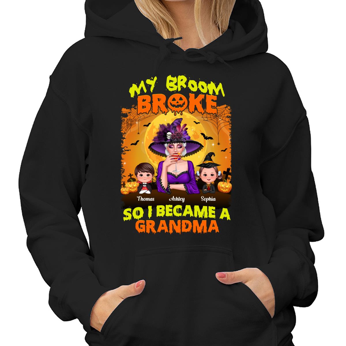 Yellow And Orange Grandma Witch Personalized Shirt