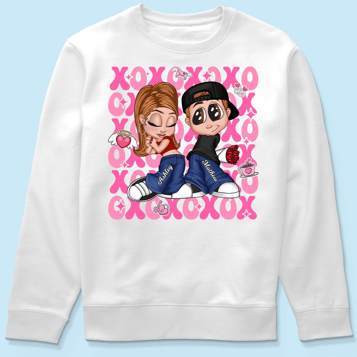 XOXO Y2K Couple  Personalized Shirt, Gift for Him for Her