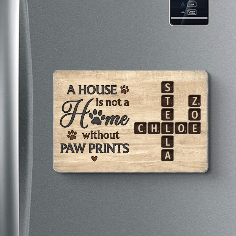 Pet Lover Home Decor Home With Paw Prints Crossword Puzzle Art Personalized Acrylic Fridge Magnet