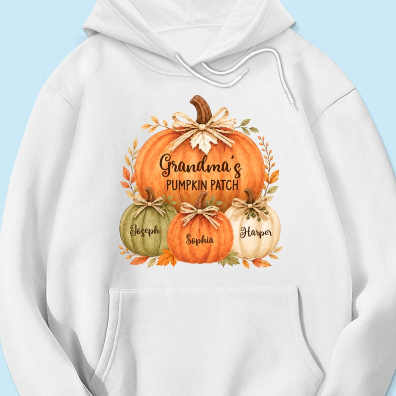 Grandma & Grandpa's Pumpkin Patch Watercolor - Personalized Shirt - Fall Season Gift For Grandparents
