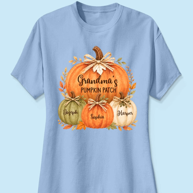 Grandma & Grandpa's Pumpkin Patch Watercolor - Personalized Shirt - Fall Season Gift For Grandparents