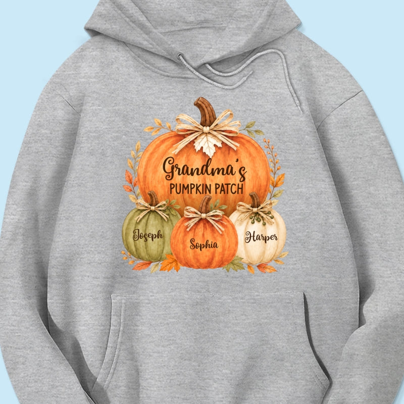 Grandma & Grandpa's Pumpkin Patch Watercolor - Personalized Shirt - Fall Season Gift For Grandparents