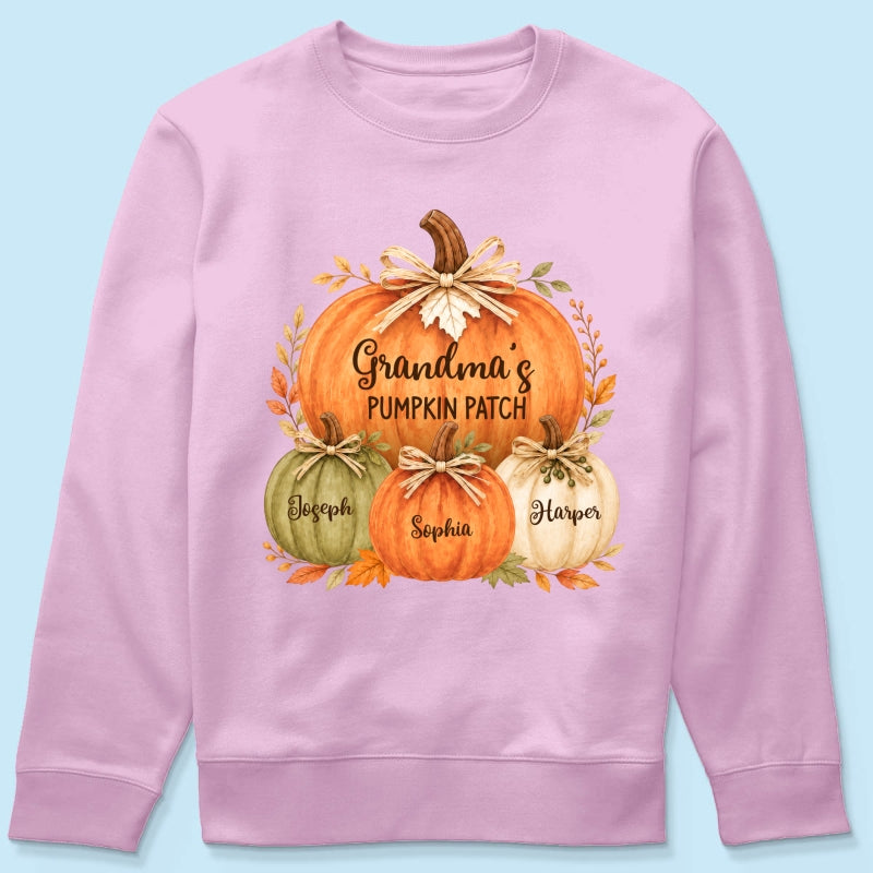 Grandma & Grandpa's Pumpkin Patch Watercolor - Personalized Shirt - Fall Season Gift For Grandparents