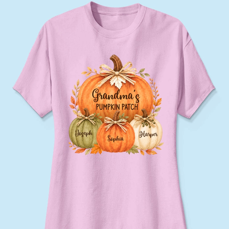 Grandma & Grandpa's Pumpkin Patch Watercolor - Personalized Shirt - Fall Season Gift For Grandparents