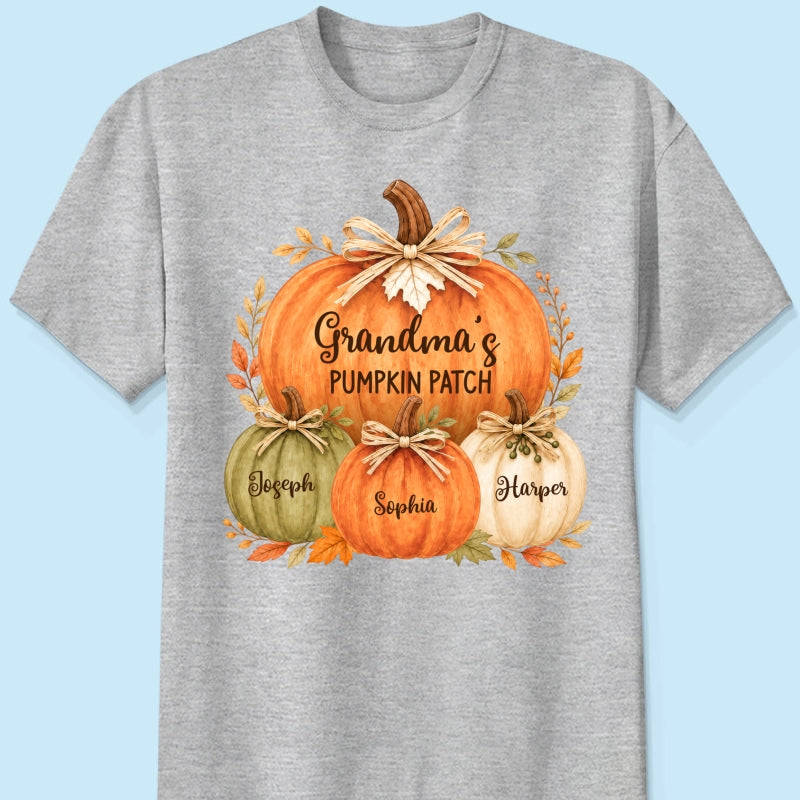 Grandma & Grandpa's Pumpkin Patch Watercolor - Personalized Shirt - Fall Season Gift For Grandparents